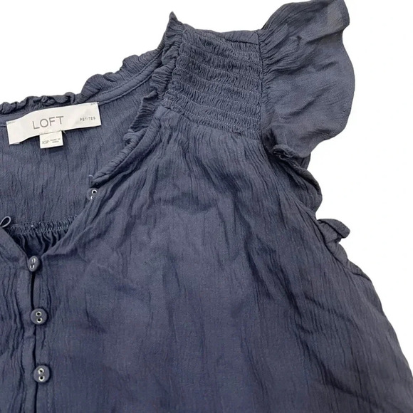 LOFT Gray Flutter Sleeve Rayon Blouse XSP - Picture 2 of 4